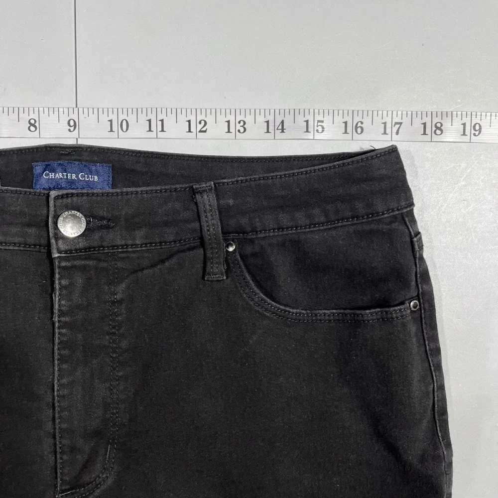 Charter Club Lexington Straight Leg Jeans Black Womens 16 Stretch Denim Mature